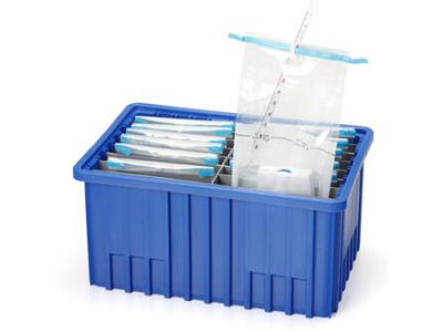 Blue polypropylene container (16 ½" x 10 7/8" x 8") 1 each